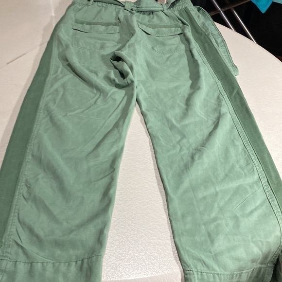 ZARA PAPERBACK PANTS WITH CONTRASTING BELT GREEN Sz L - Picture 16 of 16
